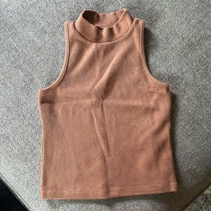 Semi cropped mock turtleneck tank top
